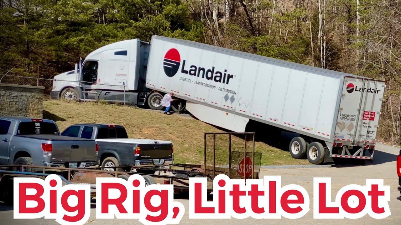 Opps!! This isn’t good. Trucking Fail. Rookie Mistake. BIg Rig in a Little lot