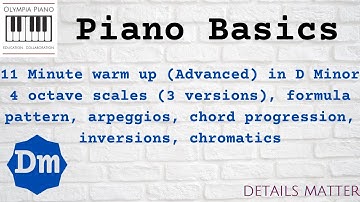Advanced Piano Warm Up Routine D Minor 11 min. (Scales, Arpeggios, Chords, Inversions, Chromatics)