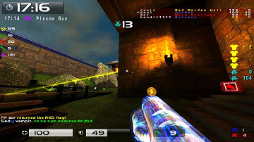 Quake Live: CTF: Mid-air plasma kill on Japanese Castles