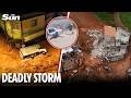Moment devastating deluge turns streets to rivers and sparks landslide as storm batters Brazil