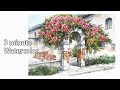 [ 3 minute Watercolor ] Landscape Watercolor - Flower Gate (color name view. Arches rough) NAMIL ART