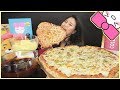 CHEESY PHILLY CHEESESTEAK PIZZA + SPICY FIRE & GARLIC DIPPING SAUCE l MUKBANG