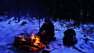 ТАЕЖНЫЙ КОСТЕР .Нодья . Зима . Вечер у костра . Беларусь 2018