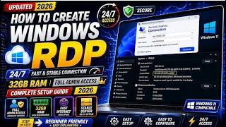How To Create Windows RDP 24/7 | 32GB RAM | Admin Access Guide ✓