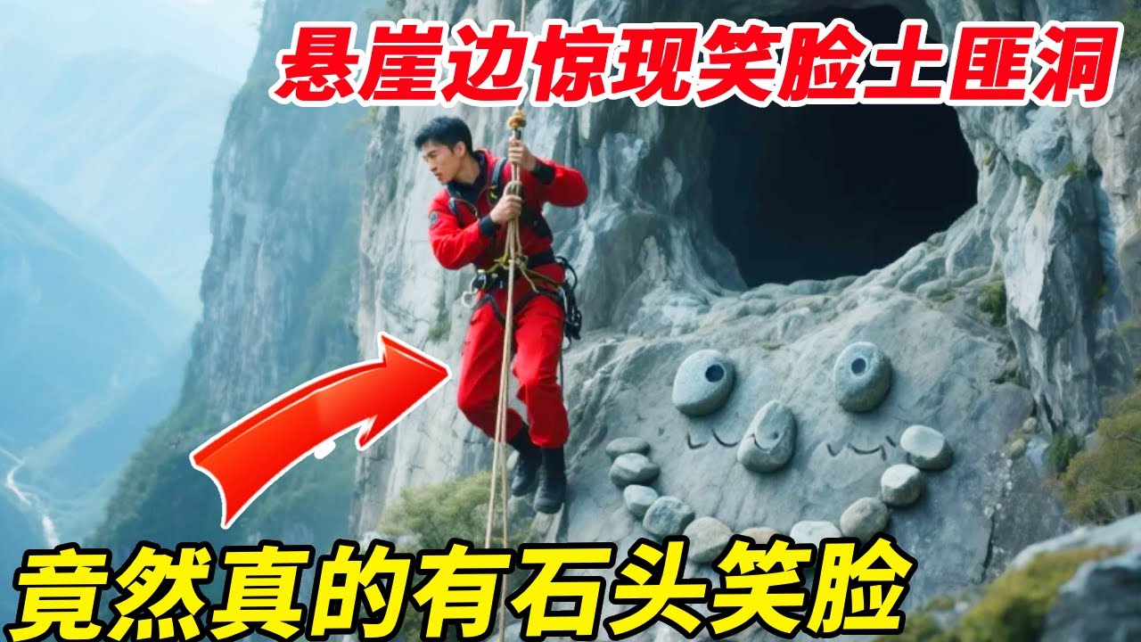 悬崖边惊现笑脸土匪洞！进入洞道深处被队友吓翻，还看到石头垒起来的笑脸！【户外小北哥】