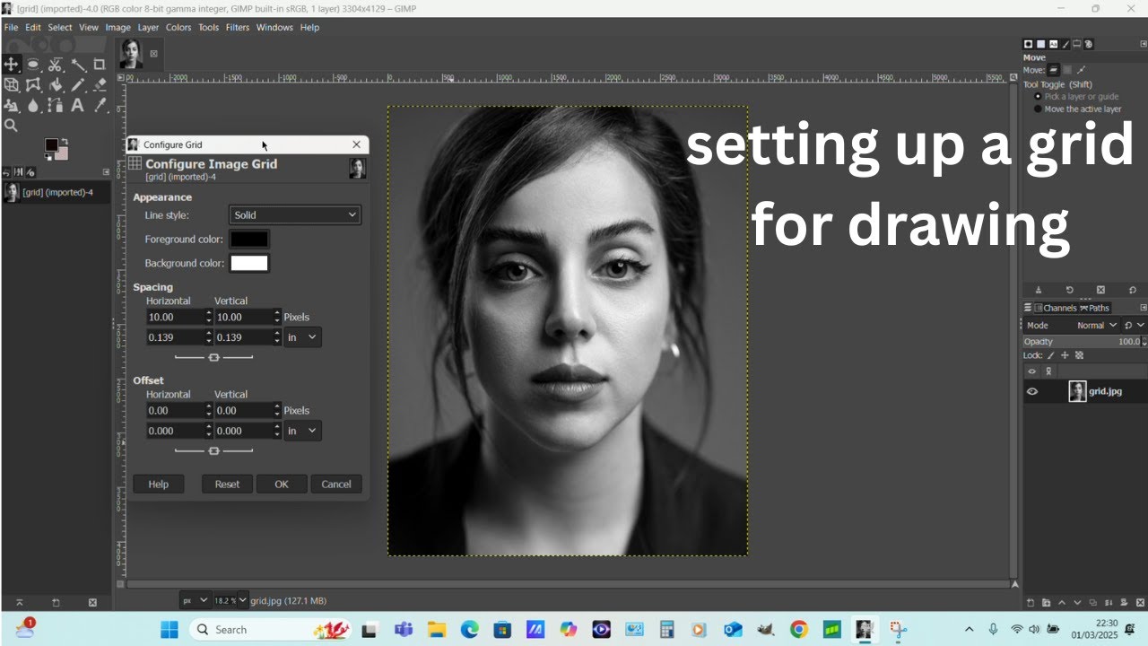 applying a grid to reference photo - YouTube