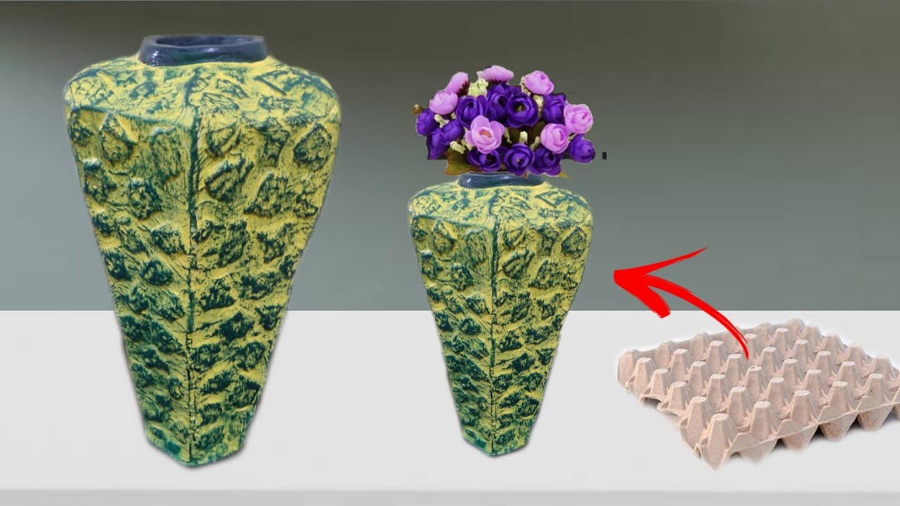 Egg tray flower pot making at home / corner flower vase / DIY egg tray