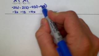 ALEKS: Using distribution and combining like terms to simplify (MC)