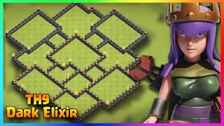 Town Hall 9 New Best DARK Elixir Farming Base (TH9 DE Protection) | "No Need CC Troops" Hybrid 2016! screenshot 5