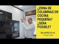 Cocina pequeña blanca y negra con encimera de cocina dekton negro