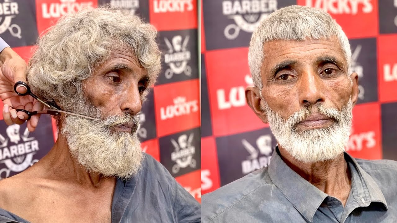 70 Year Old Man Amazing Hair & Beard Transformation After 6 Months | ASMR Barber Makeovers 