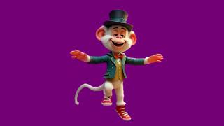 The white monkey in the top hat is dancing 4k green screen VFX
