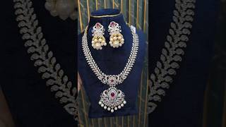 ✨ Stunning necklace set with Ruby and pearl design💎/Bridal collection🌸#shorts