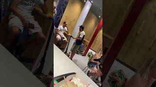 Barcelona robbers, this 2 guys at the left pretending to be costumer are attempting steal the bags
