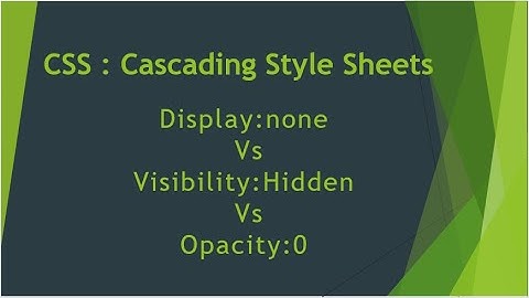 CSS Tutorial | Displa:None | Visibility:Hidden | Opacity:0