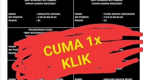 Cara buat Kartu ujian Otomatis | 1x Klik Ribuan Data Selesai !! MS WORD INDONESIA