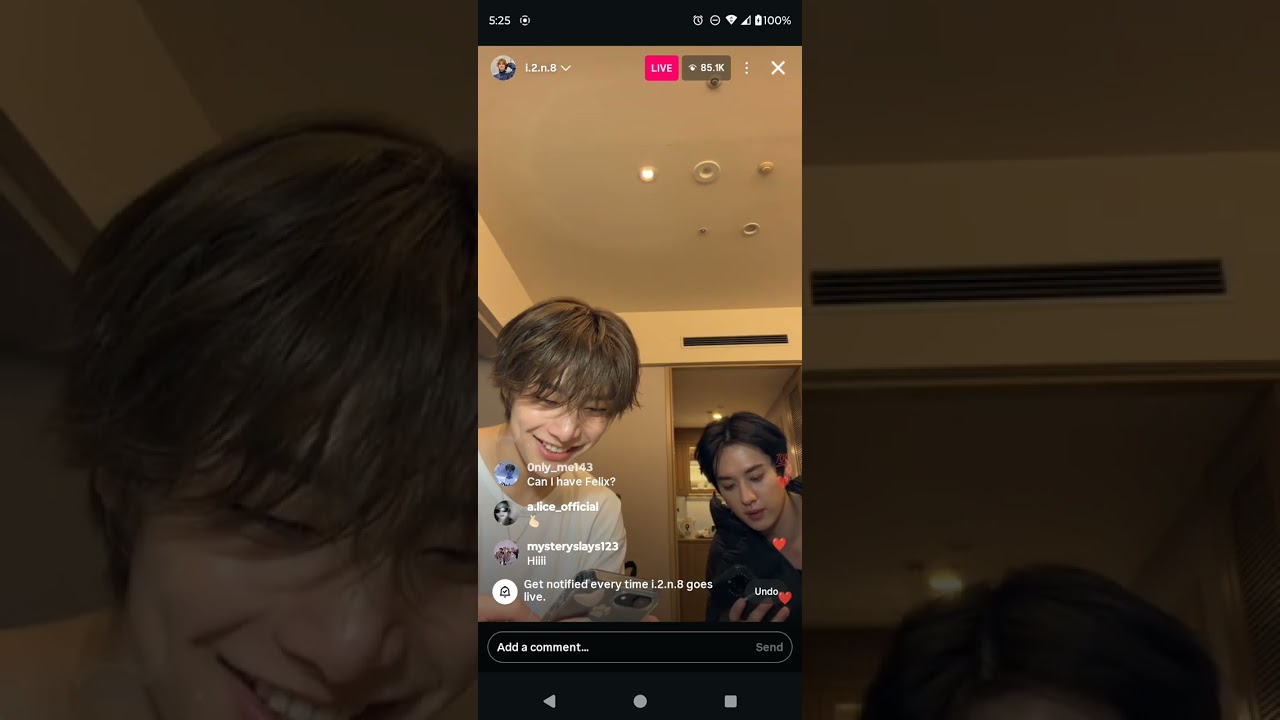 I.N and Lee Know live on IG#straykids#leeknow#jeongin#fypシ゚viral#skz