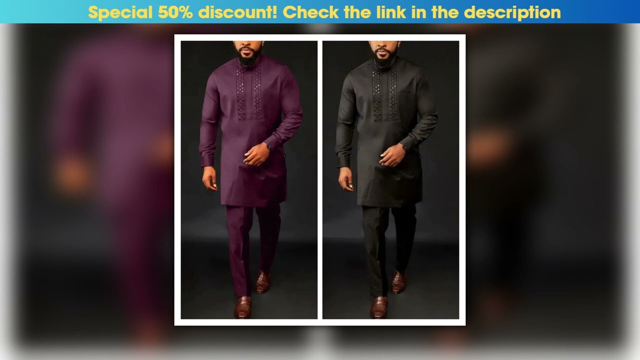Autumn and winter new Kaftan mens suit African style longsleeved simple mens 2piece suit wedding