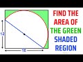 Find the Area of the Green Shaded Region Around a Semicircle in a Quadrilateral | In-Depth Tutorial