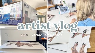 Unboxing my New Epson Printer and Printing my Own Cards | Artist Studio Vlog