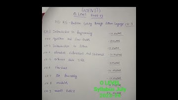 O LEVEL Syllabus July 2023-24