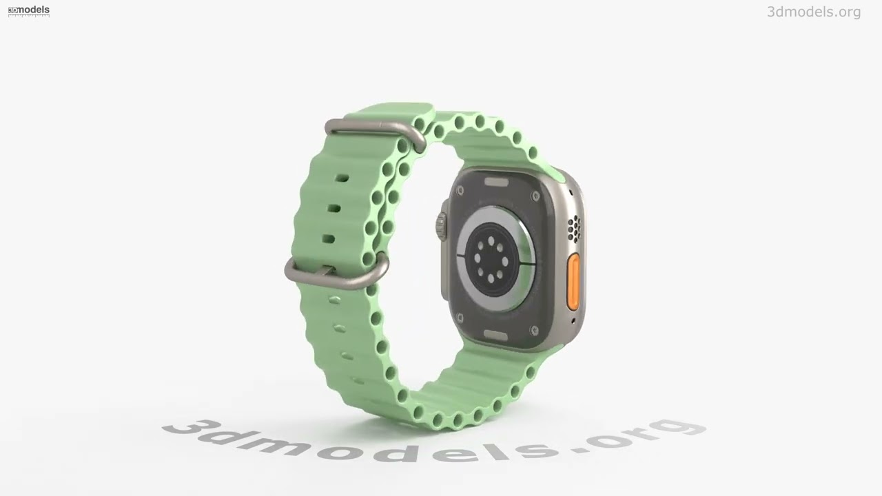 Apple Watch Ultra 3 Natural Finish Neon Green Ocean Band 3D model 