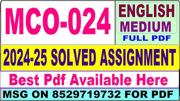 MCO 024 solved assignment 2024-25 || mco 024 solved assignment 2025 in English || ignou mco24 2025