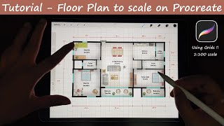 *Beginners Guide*- How to draw a floor plan to scale using procreate?#tutorial #art #interiordesign
