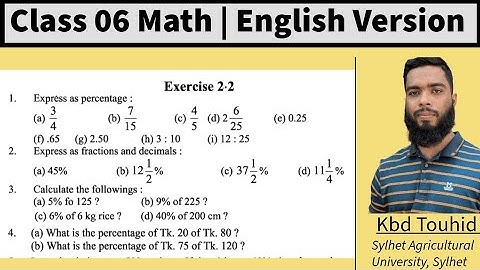 P/N 1,2,3,4 | Exercise 2.2 | Chapter 2 | Percentage| Class 06 Maths| English Version|By Kbd Touhid