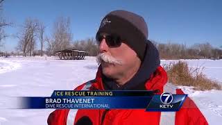 Council Bluffs firefighters use drones in ice water rescue training