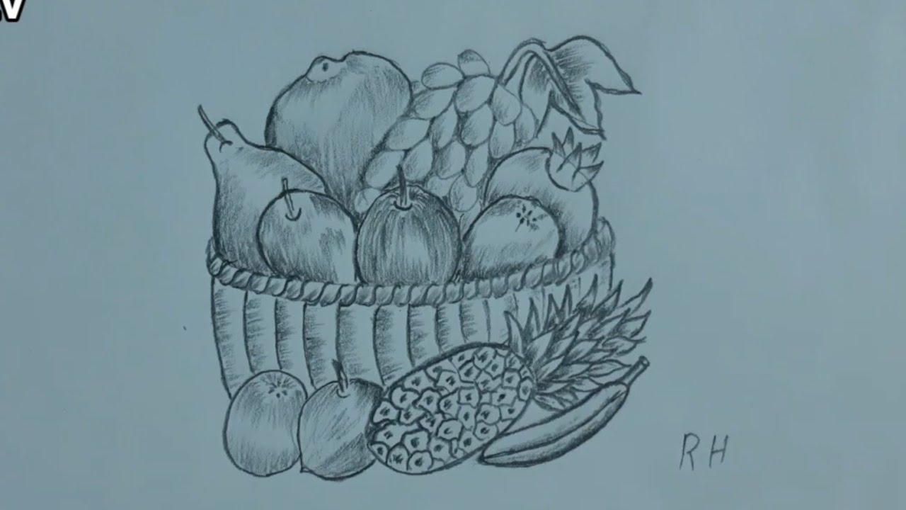 رسم سلة فاكهة .How to draw a fruit basket.Meyve sepeti nasıl çizilir