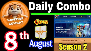 Hamster Kombat GameDev Heroes 🎮| 8 August Daily Combo 🧩 Season 2