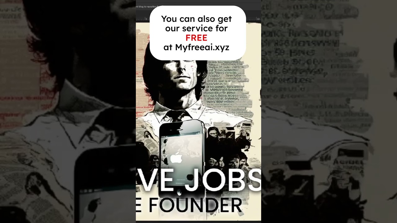 poster of steve jobs created with AI re-edited to make it usable