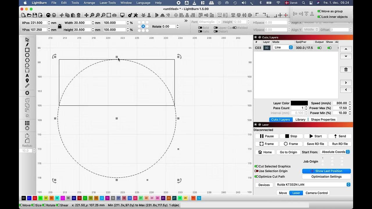 Construct a defined circular arc in Lightburn - YouTube