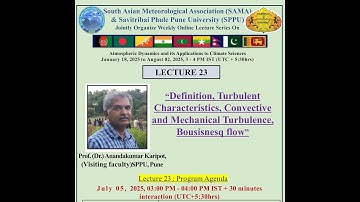 Lectures on Atmospheric Dynamics & its Applications to Climate Sciences, L23, 5July2025,  SAMA-SPPU