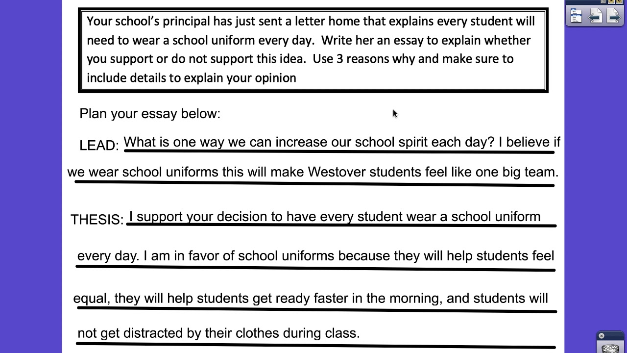 5th Grade Writing School Uniform Opinion Essay Introductory ...