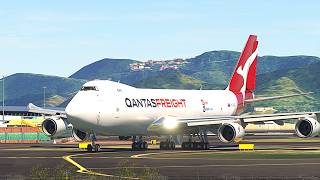 Epic Vertikal Takeoff 747 Qantas Freight on Short Runway St Maarten Airport