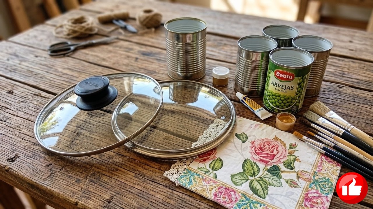 Reciclamos una de Tapa de olla  y Lata (Proyecto Madre e Hija 👩‍👧 + Decoupage)