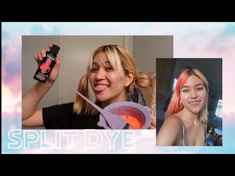 Dying half of my hair neon peach with Arctic Fox Electric Paradise at 2am