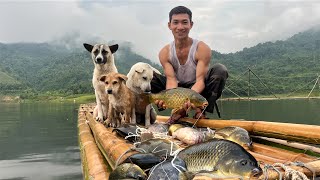 Full video: 30 days River Fishing During Rising Water | Catching Fish with My Dogs Selling & Cooking