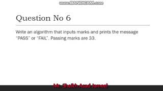 Algorithm || Message Pass or Fail. Passing marks are 33