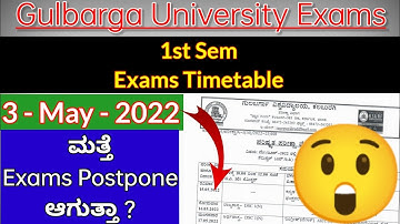 Gulbarga University NEP Exam Time table 3 May 2022 1st 3rd 5th Sem all UG Course BA Bcom BSC BCA BBA