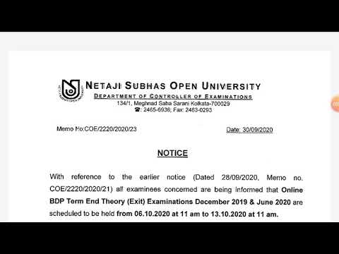 N.s.o.u online b.d.p.3rd year exam details.