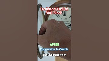 English Wall Clock AFTER sympathetic conversion to Quartz. Oak Wall Clock converted to battery
