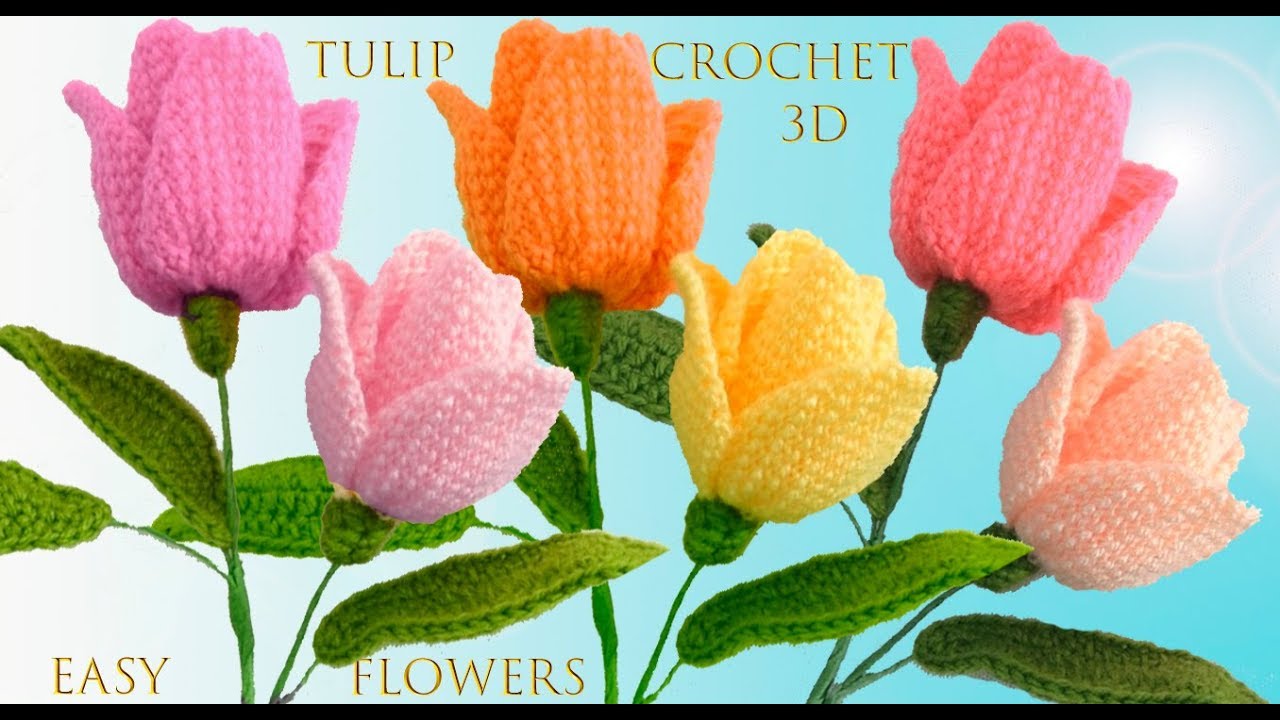 Como hacer Tulipanes a Crochet en punto 3D paso a paso tejido  tallermanualperu - YouTube
