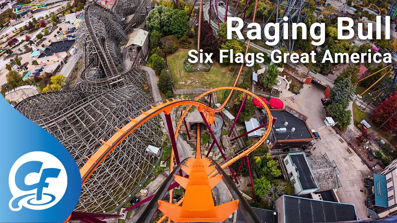 Raging Bull front seat on-ride 4K POV Six Flags Great America