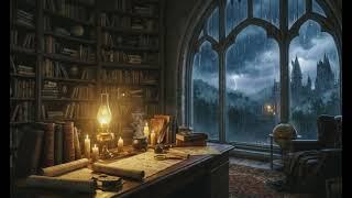 Ancient Library Ambience, Cozy Rain &amp; Candlelight [1 HOUR]