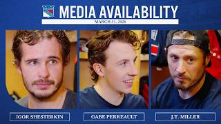 NYR vs NJD: Igor Shesterkin, Gabe Perreault & J.T. Miller Postgame Availability | March 31, 2026