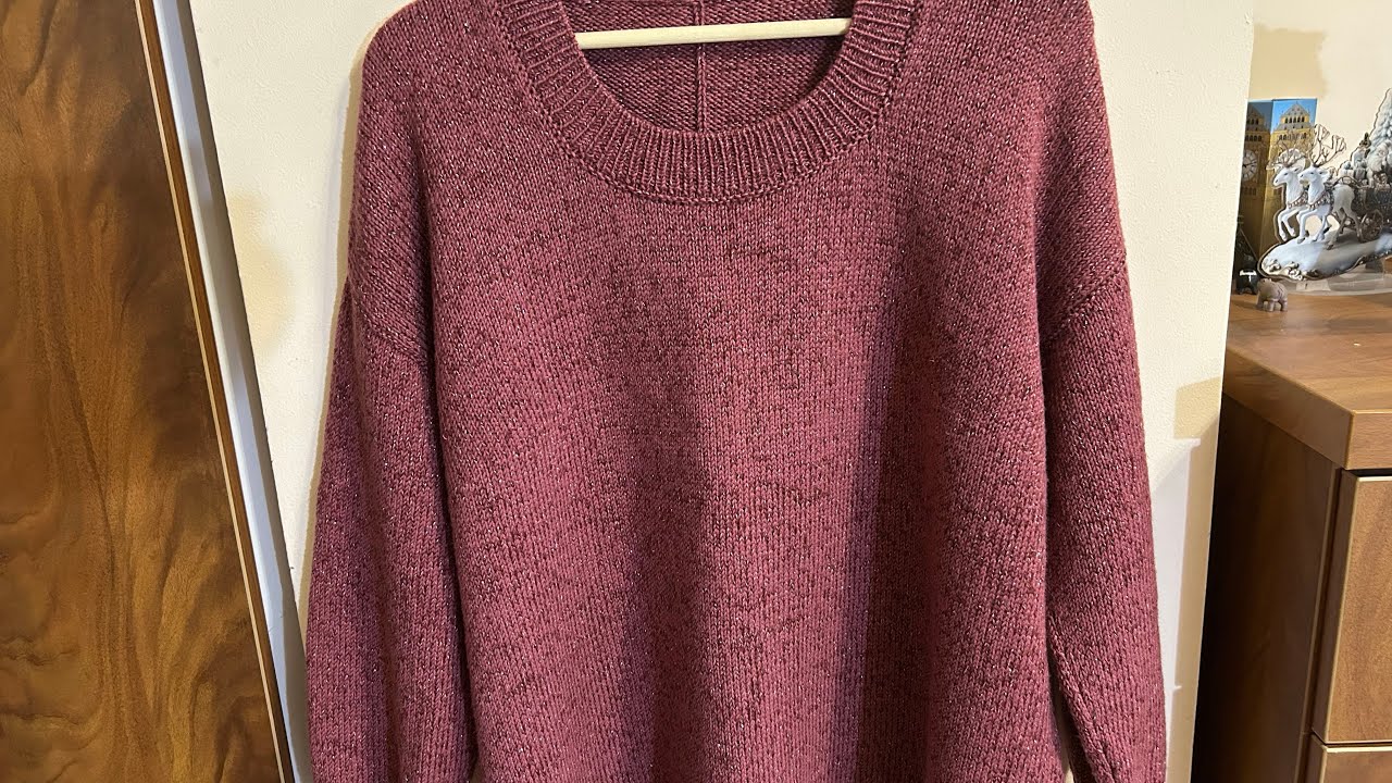 ღვინისფერი ჯემპრი. Вязание свитера спицами. Краткое описание процесса вязания.