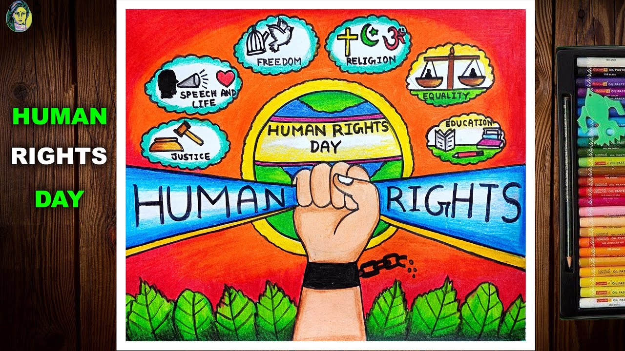 Легкий рисунок ко Дню прав человека | Плакат ко Всемирному дню прав человека | Как нарисовать рис...